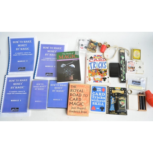 717 - Suitcase containing magic tricks and magic related books and self-learning course manuals. Also incl... 