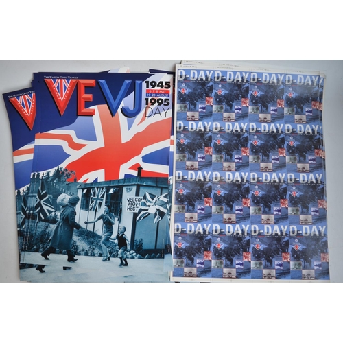 725 - Large collection of posters, various subjects to include VE/VJ days (including uncut postcards), tal... 