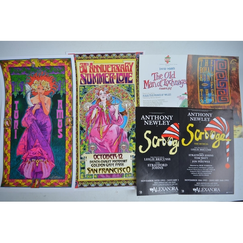 727 - Collection of small/medium sized music and theatre production posters to include a collection of sig... 