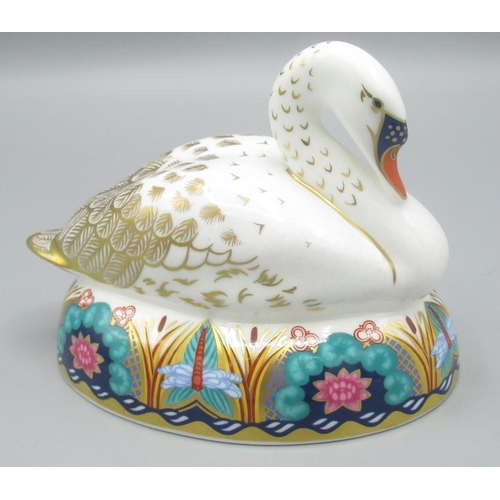 1311A - Royal Crown Derby Swan paperweight with silver stopper