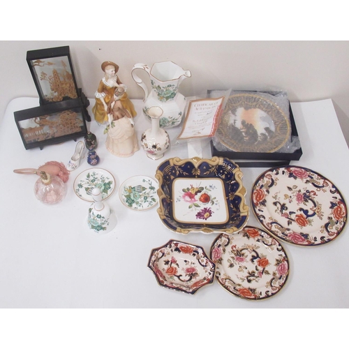 1362 - Two Chinese cork dioramas, Staffordshire bone china bell, jug and side plates in Kowloon pattern, Ro... 