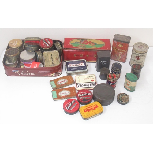 1365 - Sellotape and Rowntree's tins and assorted tobacco and biscuit tins, (qty)