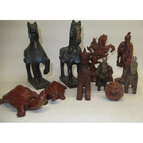 78 - C20th Chinese carved wooden animal figures (qty)