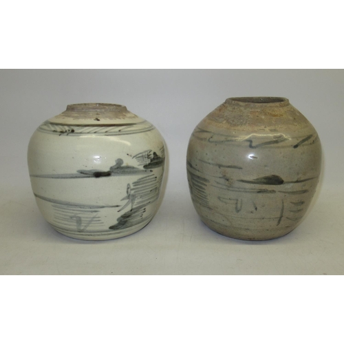 79 - Two Chinese provincial glazed stoneware ginger jars (2)