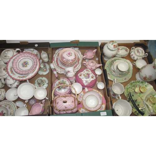 82 - Selection of mid C20th British floral decorated chintz ceramics incl. Sadler cube rose sprigs biscui... 