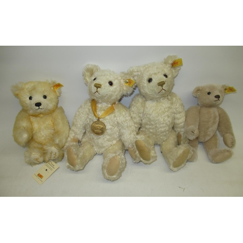 12 - Four assorted Steiff bears including a Millennium Bear, H30cm and a Gemini Bear H22cm (4)
