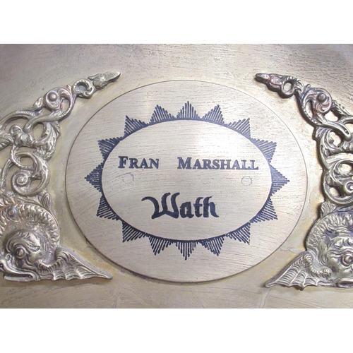 327 - Fran Marshall Wath - Mostly C19th, 8 day mahogany longcase clock, later break arch brass dial with a... 