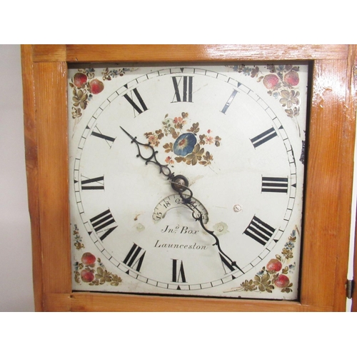 328 - J Box, Launceston - C19th 30 hour pine long case clock,  signed 11