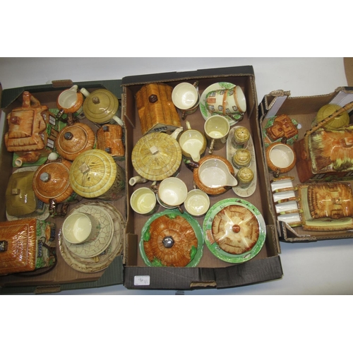 94 - Large collection of mid C20th Cottage ware ceramics incl. teapots, biscuit barrels, cruets etc. (3 b... 