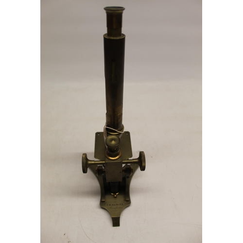 220 - J.B. Dancer Manchester - C19th brass microscope on triform foot with engraved maker and numbered 6, ... 