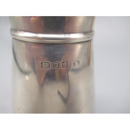 38 - Geo.V hallmarked Sterling silver sugar caster of circular tapering form, makers marks worn, London, ... 