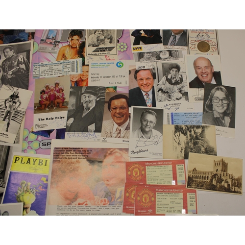 111 - Collection of mainly TV related ephemera, ticket stubs and autographs incl. Carry On Doctor poster, ... 