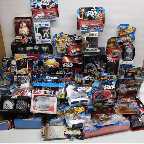 112 - Large collection of boxed Star Wars and other toys incl. Hot Wheels, Funko Bobble heads, Mr. Potato ... 