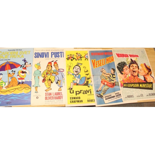 119 - Collection of Soviet era Eastern European Disney, Norman Wisdom and other movie posters, max 71cm x ... 