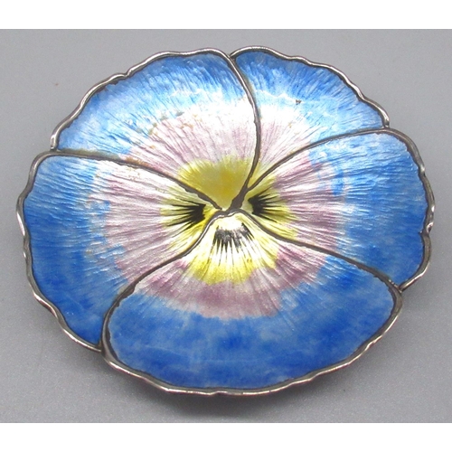 634 - Geo. V silver and enamel pansy ring dish by Arthur Johnson Smith, Birmingham, 1921, registration no.... 