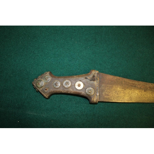 1433 - C19th Circassian short sword.   Extensive repairs to handle.  Blade length17'', overall length 22''