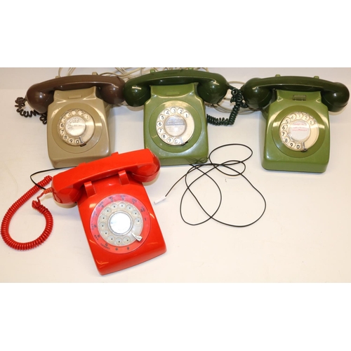 281 - GPO 746F DFM 74/1 green coloured telephone, two other GPO 746 telephones and a Model STP1960 Steeple... 