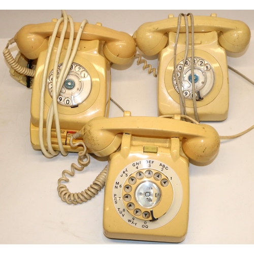 282 - GPO 706 PXA 66/2A ivory coloured telephone, BT 8746G DFM 84/2 ivory coloured telephone and a similar... 