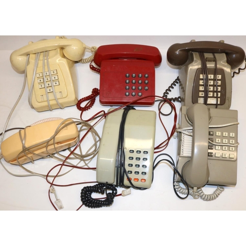 285 - British Telecom 8782R GNA 82/10 push button grey telephone, similar in ivory and four other telephon... 