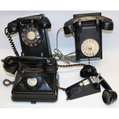 297 - GPO 1/232 CB PL46/1 black bakelite telephone, Western Electric Bell System wall mounted telephone an... 