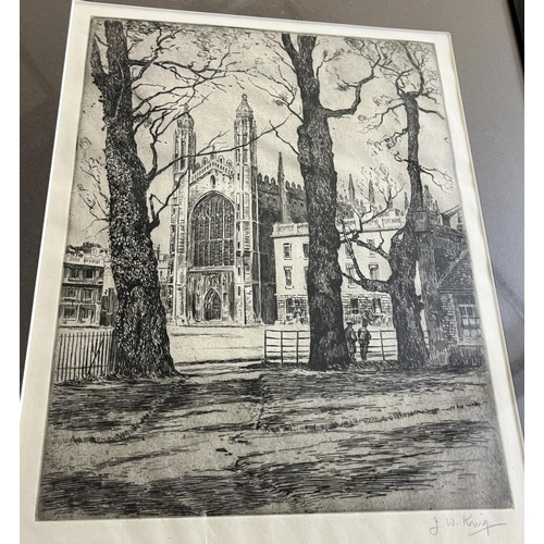 1448 - J.W. King (British 1868-1935); 'Kings College Chapel from The Backs' etching, signed in pencil, anot... 