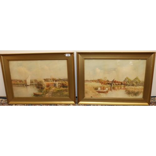 1462 - Louis Burleigh Bruhl (1861 -1942) - C20th pair of prints depicting River Waveney at Beccles, signed,... 