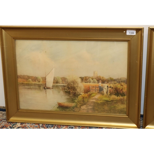 1462 - Louis Burleigh Bruhl (1861 -1942) - C20th pair of prints depicting River Waveney at Beccles, signed,... 