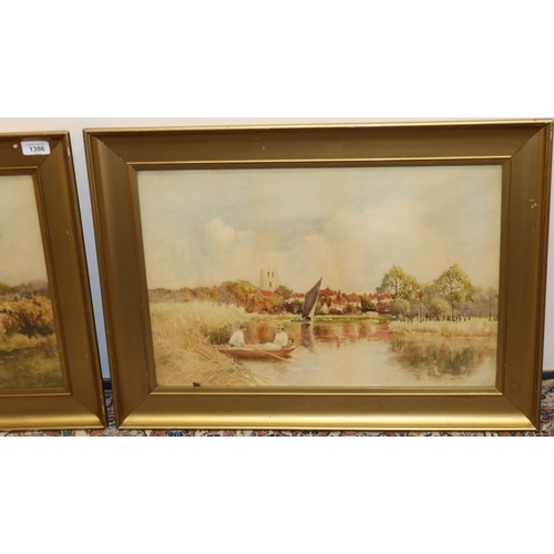 1462 - Louis Burleigh Bruhl (1861 -1942) - C20th pair of prints depicting River Waveney at Beccles, signed,... 