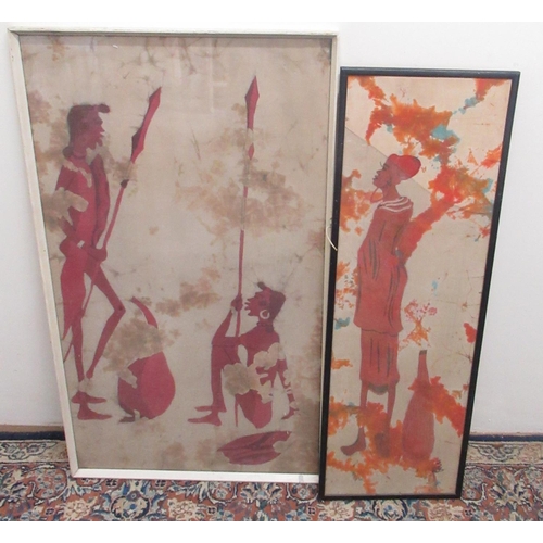 1468 - Two Batik studies of figures, 90cm x 51cm max (2)