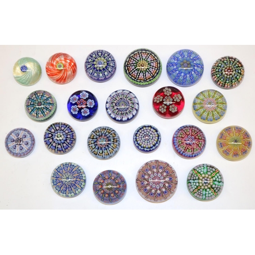 403 - Collection of Perthshire glass millefiori paperweights, incl. some with central canes marked 'P' (21... 