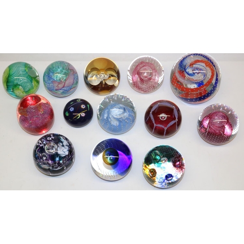 407 - Thirteen Caithness glass paperweights, incl. Millennium Carnival, Aries, Cauldron, Galileo's Thermom... 