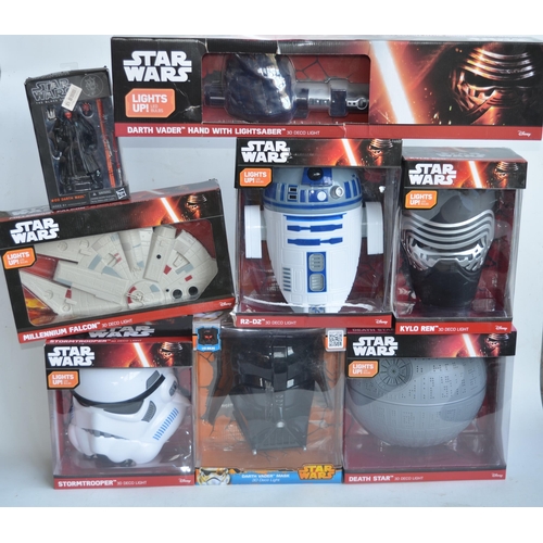 155 - Seven Disney 3D Deco Lights to include The Death Star, Kylo Ren, Darth Vader, Stormtrooper, Millenni... 