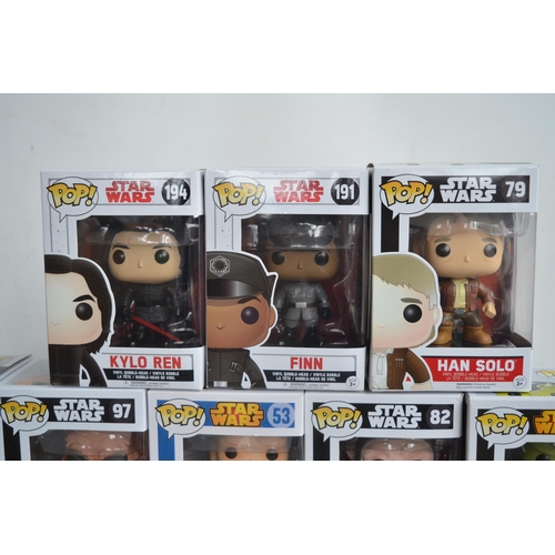 157 - Fifteen boxed Star Wars Funko Pop figurines to include Camorrean Guard, Boba Fett (Prototype), Porg,... 