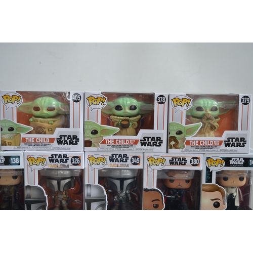 158 - Fourteen boxed Star Wars Funko Pop figurines to include 3 x Baby Yoda Child figures (including Child... 