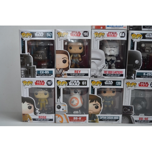 159 - Fourteen boxed Star Wars Funko Pop figurines to include Luke Skywalker, Supreme Leader Snoke, First ... 