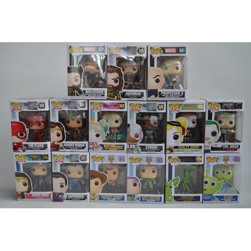 160 - Fifteen boxed Funko Pop figurines to include Marvel X-Men, Justice League, The Crimes Of Grindelwald... 