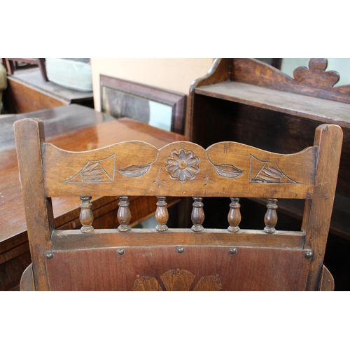 826 - Vintage American wooden rocking chair, with bent ply moulded seat and back,