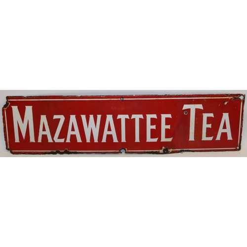 184 - Red 'Mazawattee Tea' enamel sign, 61cm x 15.5cm