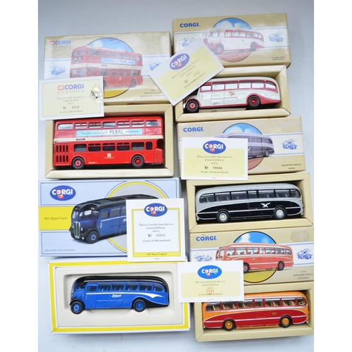 188 - Twelve Corgi limited edition 1/50 scale bus models, all with CoA's. condition of models varies from ... 