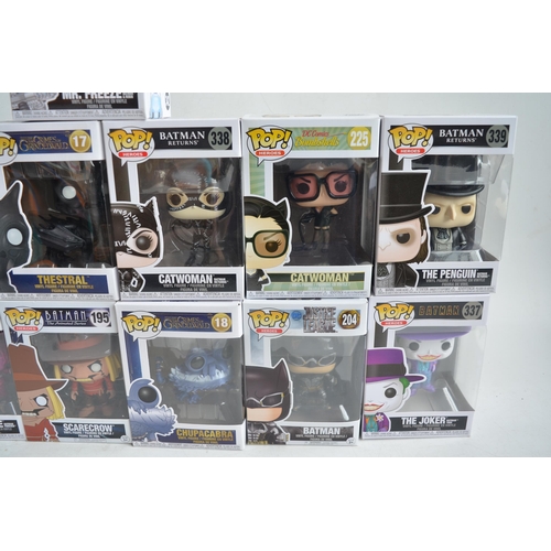 165 - Thirteen boxed Funko Pop figurines to include DC Batman, Justice League, The Crimes Of Grindelwald e... 