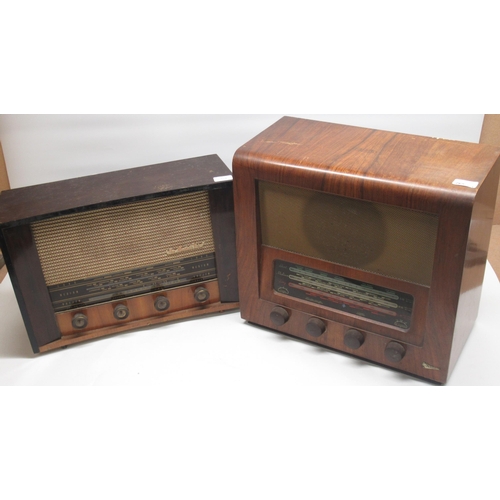 265 - Marconiphone Model T32A walnut cased radio W46cm, HMV Model 1376 walnut cased radio W47cm and a pain... 