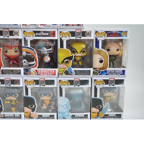 164 - Fifteen boxed Funko Pop figurines to include Marvel Avengers, Black Widow, Pop Games Black Panther V... 