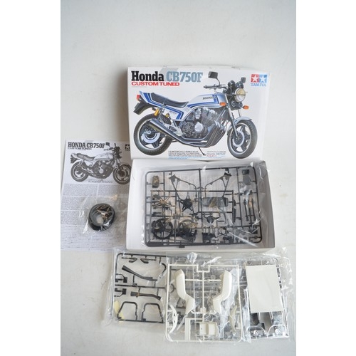 189 - Three un started 1/12 Tamiya motorcycle kits to include Honda CB750F (all bags factory sealed), Cust... 