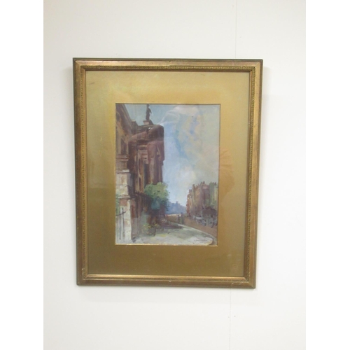 836 - A. Borrowdale (British C20th); Pair of Continental town street scenes, watercolour heightened with w... 