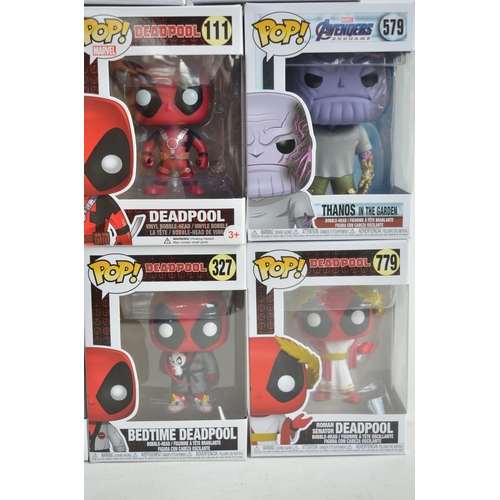 167 - Eleven boxed Funko Pop figurines to include Marvel Deadpool and The Avengers