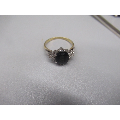 32 - Yellow metal sapphire and diamond ring, no hallmarks, size M, a collection of costume jewellery and ... 