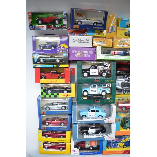 355 - Collection of diecast model cars, various manufacturers and scales incl. Corgi, Maisto, Saico, Oxfor... 