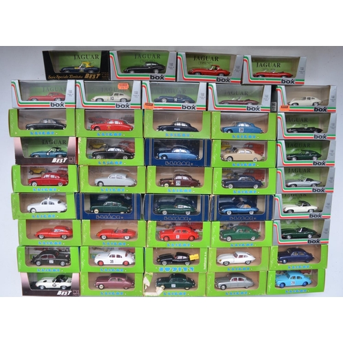 356 - Forty four 1/43 scale diecast Jaguar models from Elicor, Best Model and Model Box, contents at least... 