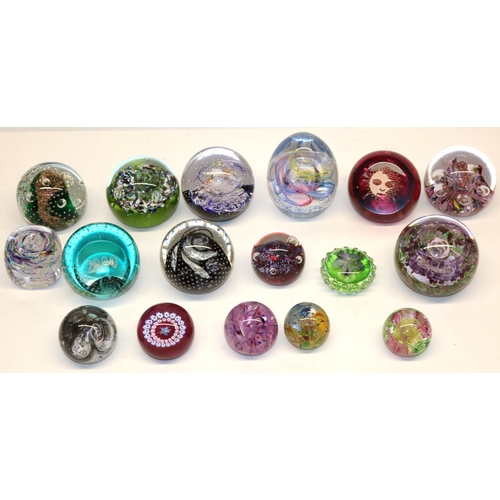 411 - Eight Scottish Borders art glass paperweights and a nine Caithness CIIG 2nd quality paperweights (17... 