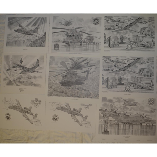 761 - Collection of 35 post war/Cold War/modern related aviation prints by Geoff Pleasance, the majority s... 